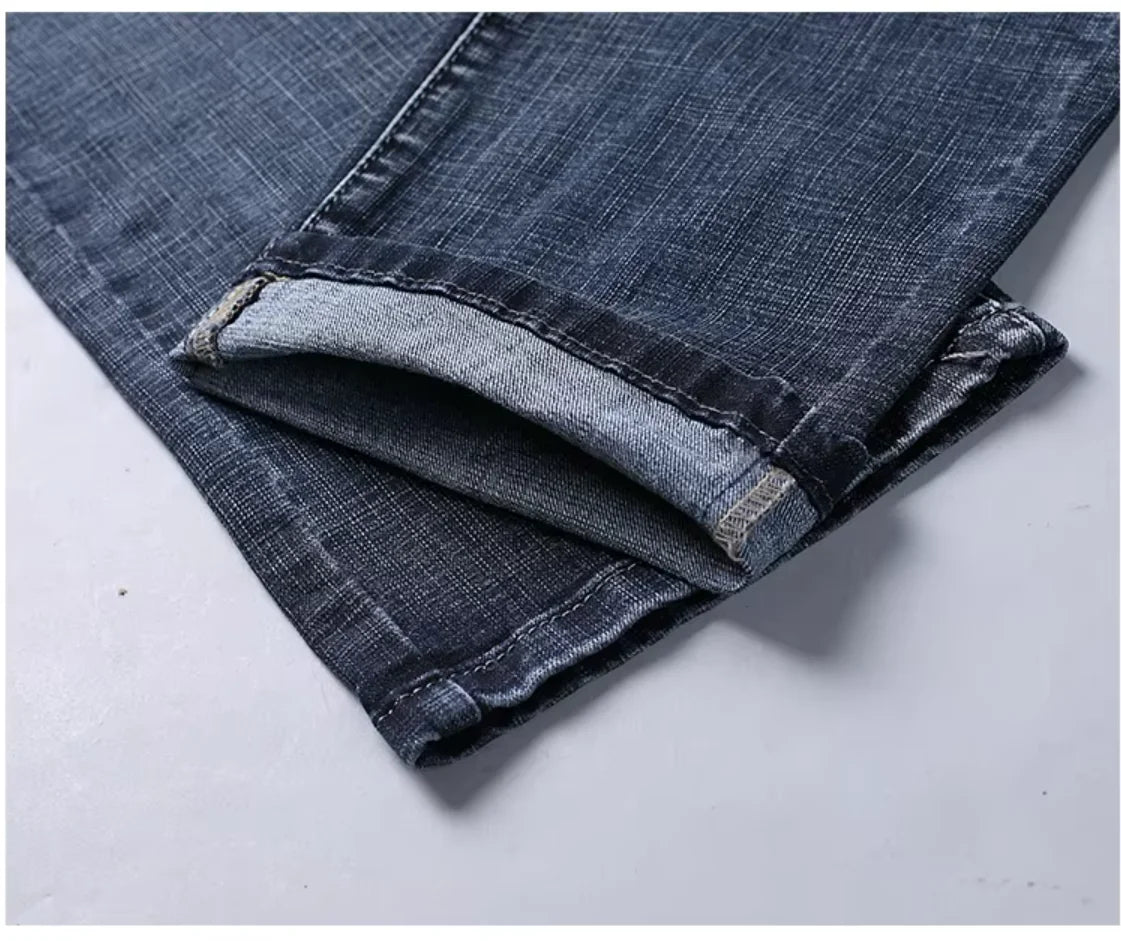Wthin Business Men's Jeans | Casual Straight Stretch Fashion Classic Blue Black Denim Trousers