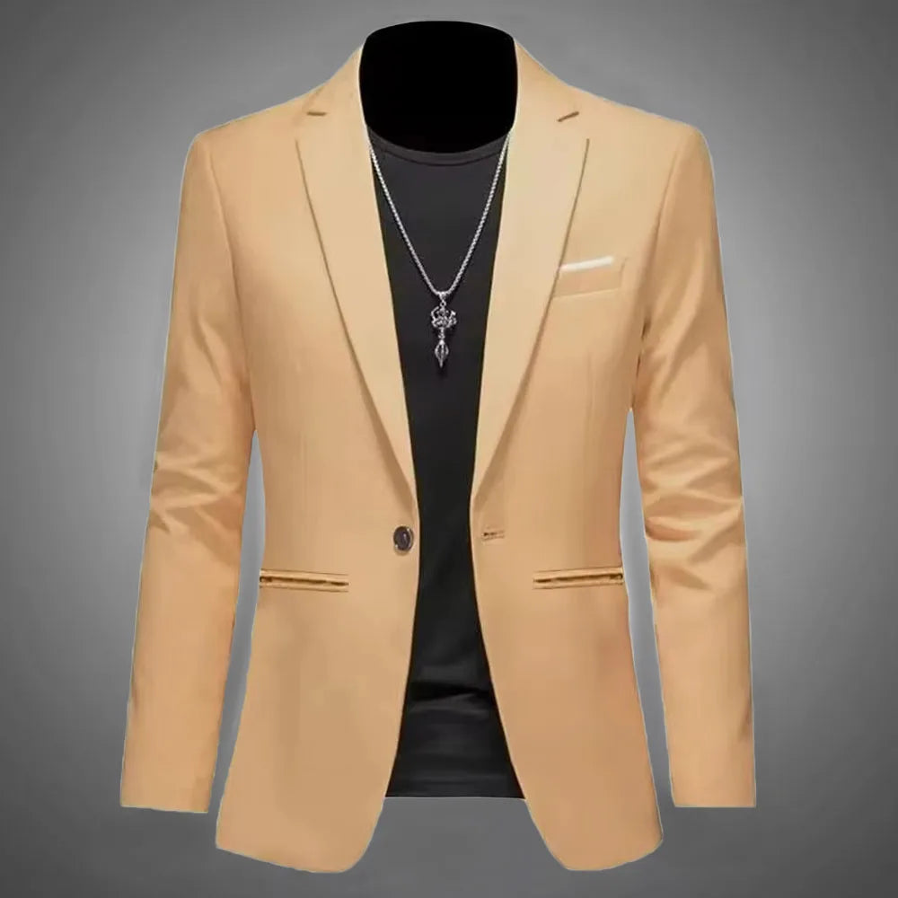 Men's Trendy Leisure Boutique Suit Jacket  Autumn Casual Business flattering Fit Non-ironing Single Button Suit Solid Formal Blouse