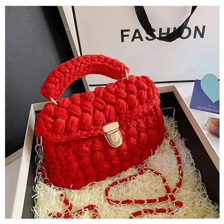 DIY Knitted Rope Woven Chain Shoulder Bag