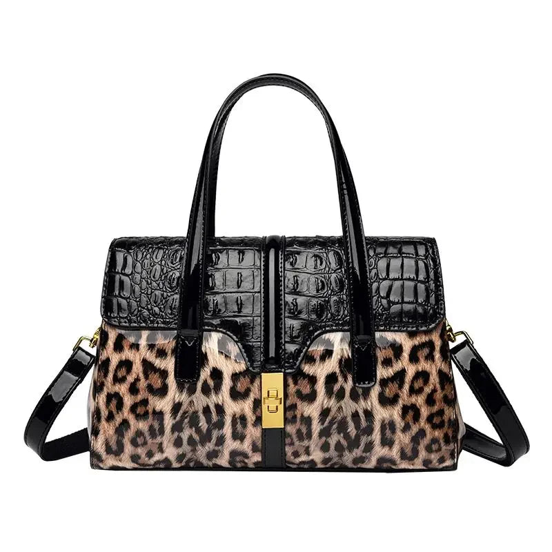 Leopard Print Patent Leather Luxury Crossbody Bag