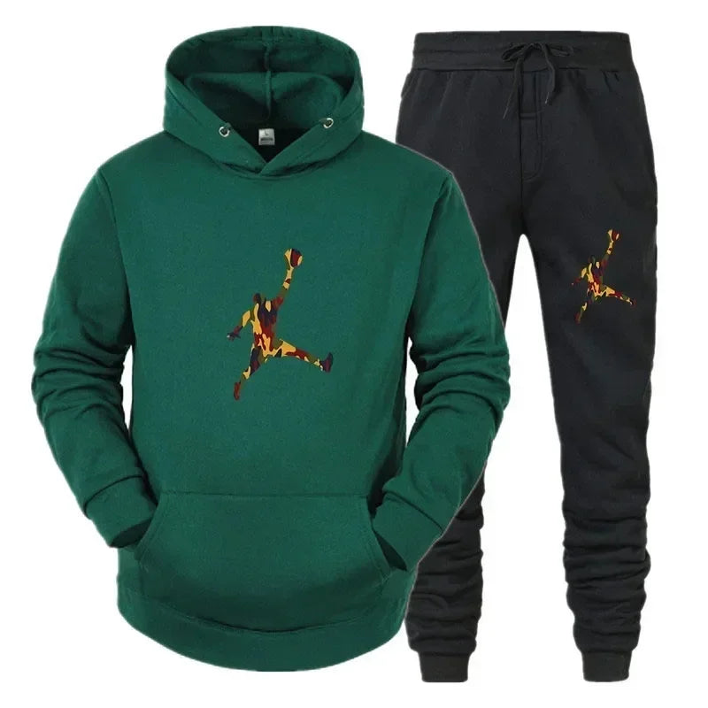 Men's Autumn Pullover Hoodie & Warm Pants Set