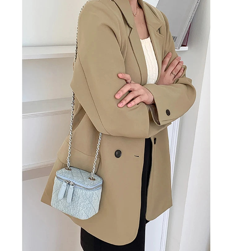 Mini Denim Chain Box Crossbody Bag