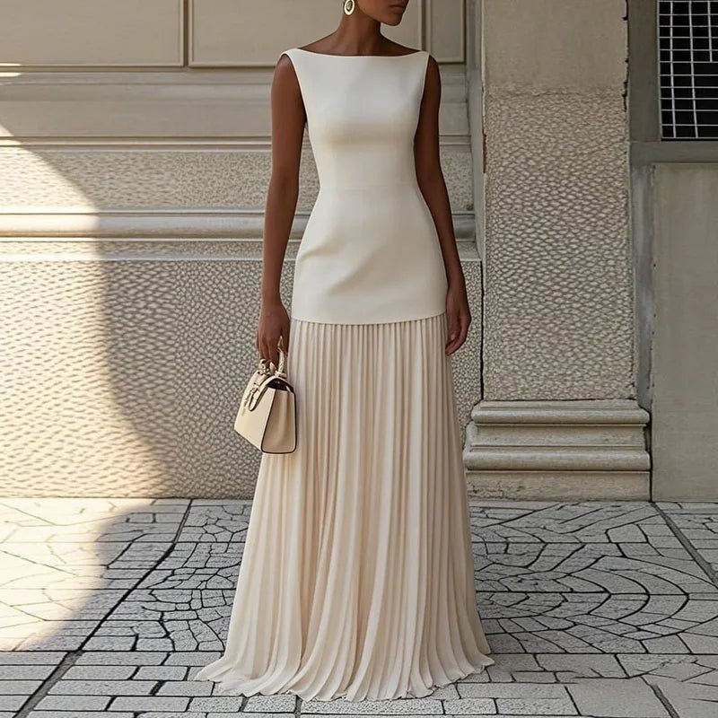 Crew Neck Top Pullover & Pleated Skirts Suit Two Piece Set - Nitamoje