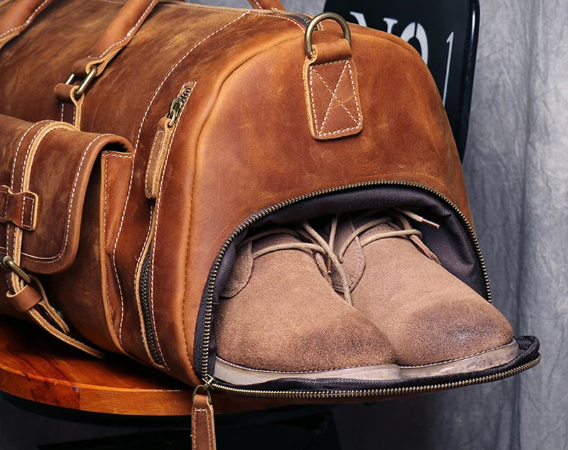 Vintage Crazy Horse Leather Duffle Bag