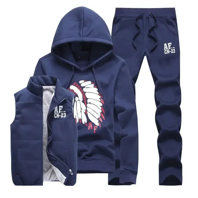 Men's 3-Piece Hoodie, Vest & Pants Set