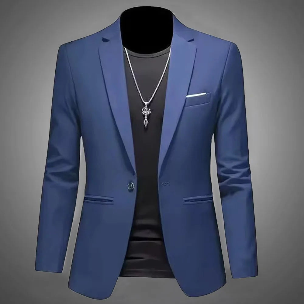 Men's Trendy Leisure Boutique Suit Jacket  Autumn Casual Business flattering Fit Non-ironing Single Button Suit Solid Formal Blouse