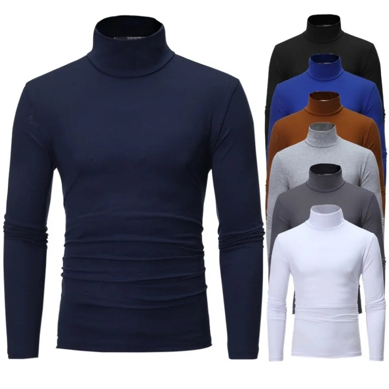 Thermal Underwear Tops Men Winter Clothes Thermal Shirt Autumn Men's Winter Tights High Neck Thin flattering Fit Long Sve T-shirt