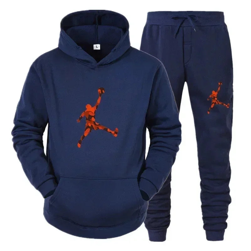 Men's Autumn Pullover Hoodie & Warm Pants Set