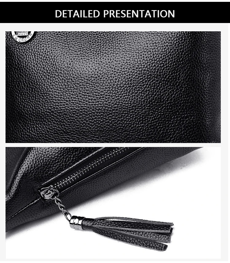 Solid Color High Quality Leather Tote Bag