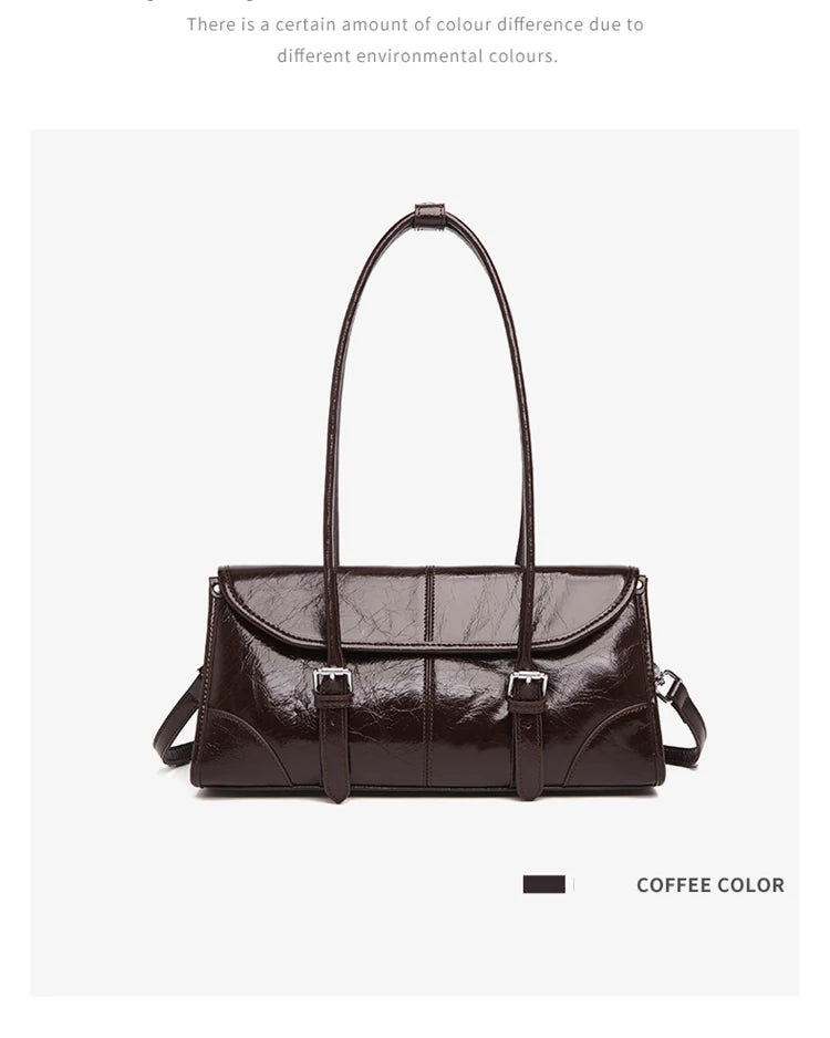 Women's Oversized Genuine Leather Retro Underarm Shoulder Bag