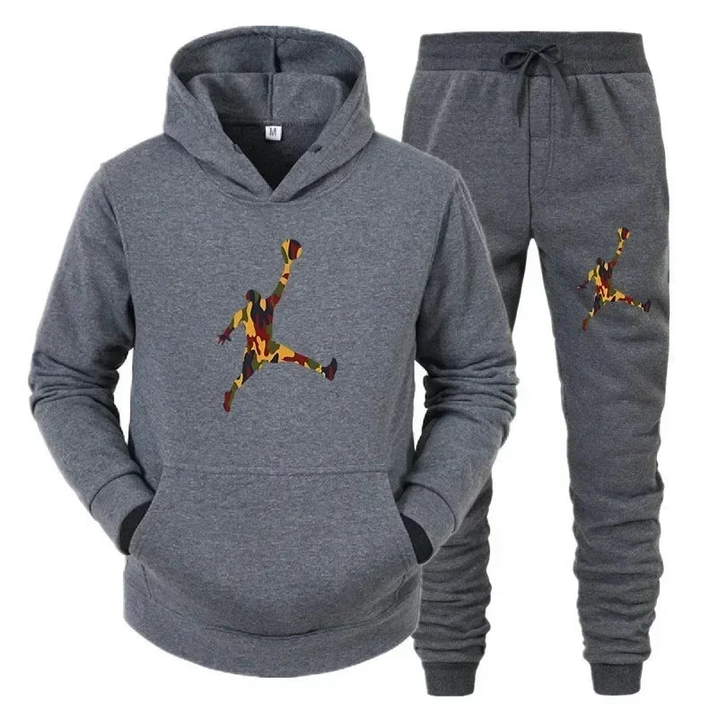 Men's Autumn Pullover Hoodie & Warm Pants Set