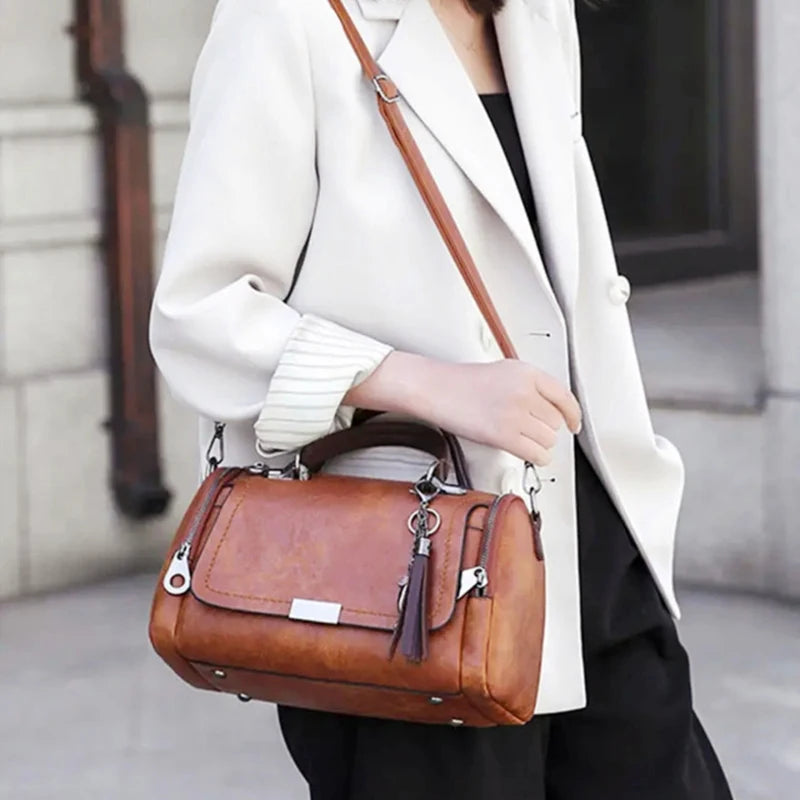 Tassel Decor Large Capacity Boston Crossbody