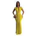 Dress Women Long Dresses Deep V Neck Sleeveless Solid flattering Fit Tight Waist elegant Elegant Splice Hip Wrap Temperament Vestidos