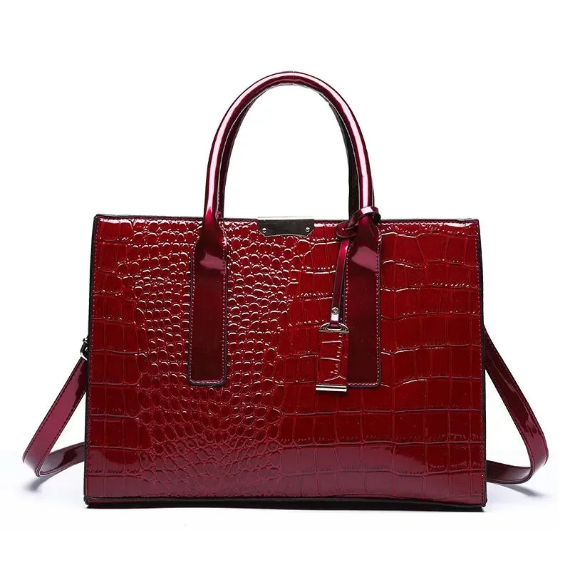 Luxury Vintage Crocodile Pattern Large Tote Bag