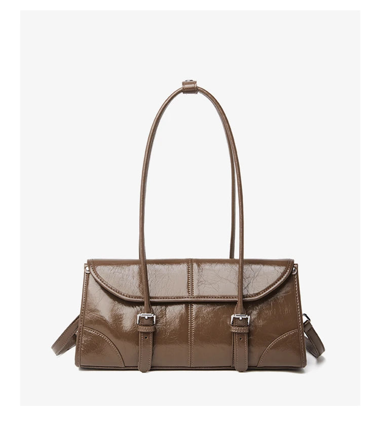 Women's Oversized Genuine Leather Retro Underarm Shoulder Bag