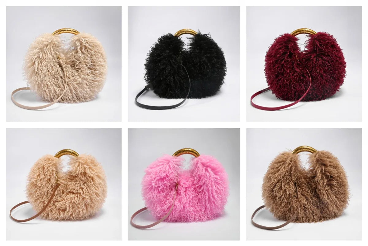 Winter Faux Wool Plush Furry Shoulder Bag