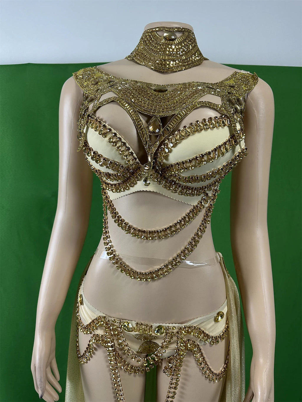 Women's Dance Bikini Set Rhinestone Crystal Mermaid Stage Wear