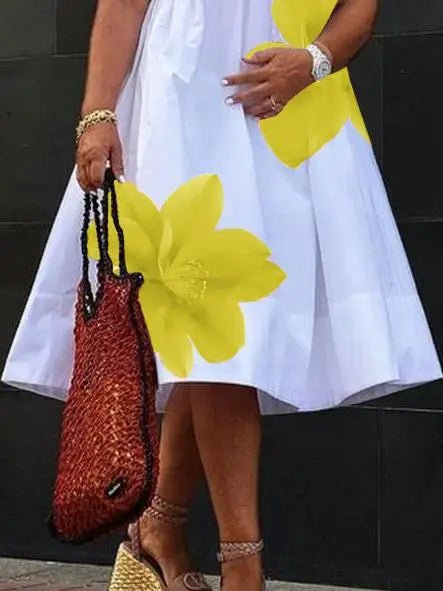 Women Midi Shirts Dress Short Sleeves Black and White Polka Dot Daily Casual Simple Female A - line Dresses - Nitamoje