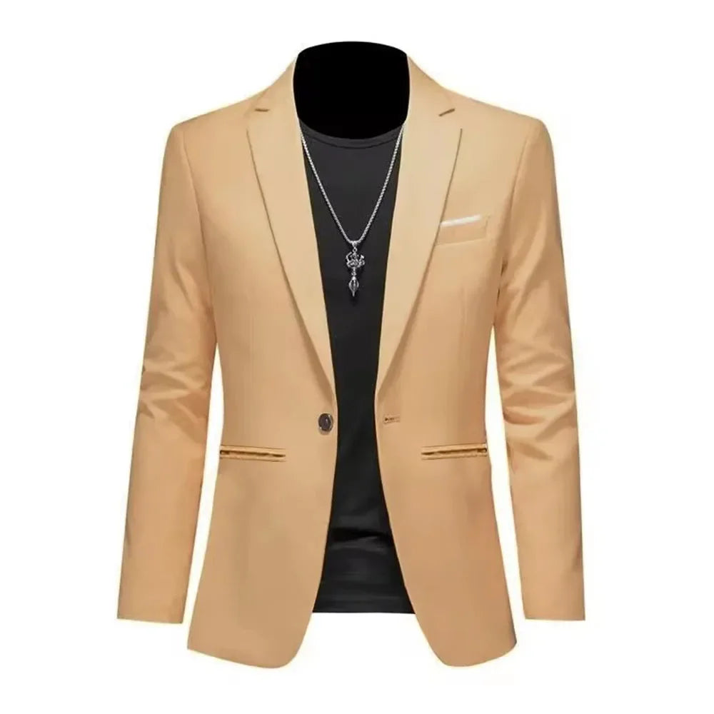 Men's Trendy Leisure Boutique Suit Jacket  Autumn Casual Business flattering Fit Non-ironing Single Button Suit Solid Formal Blouse