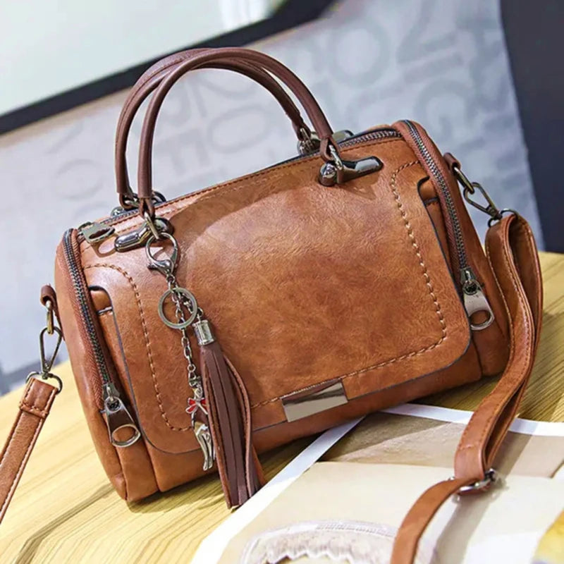 Tassel Decor Large Capacity Boston Crossbody