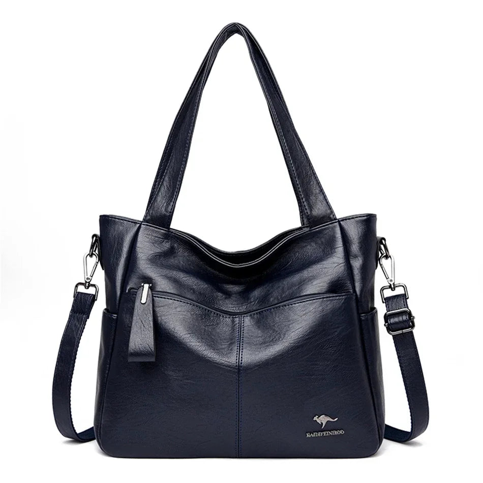 Luxury Leather Top Handle Tote Bag