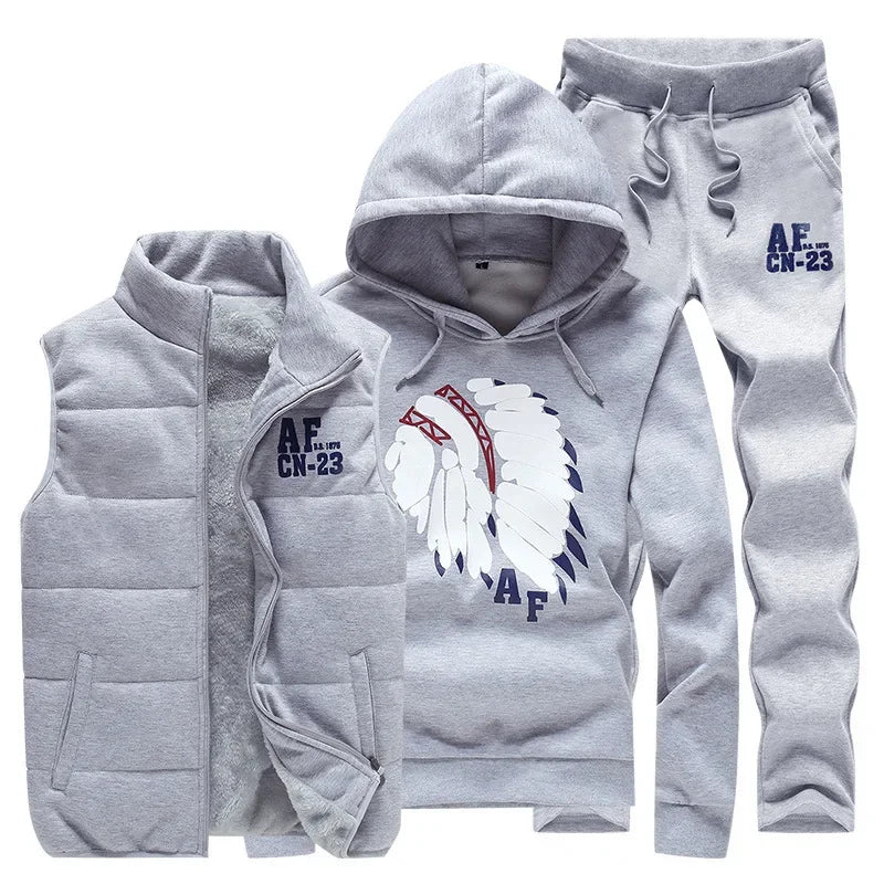 Men's 3-Piece Hoodie, Vest & Pants Set