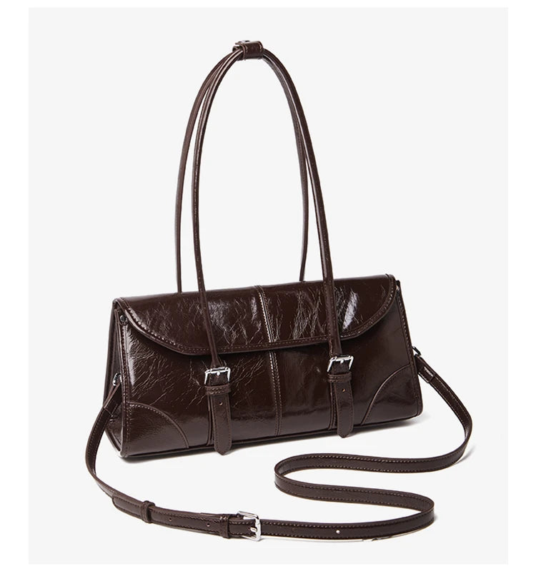 Women's Oversized Genuine Leather Retro Underarm Shoulder Bag