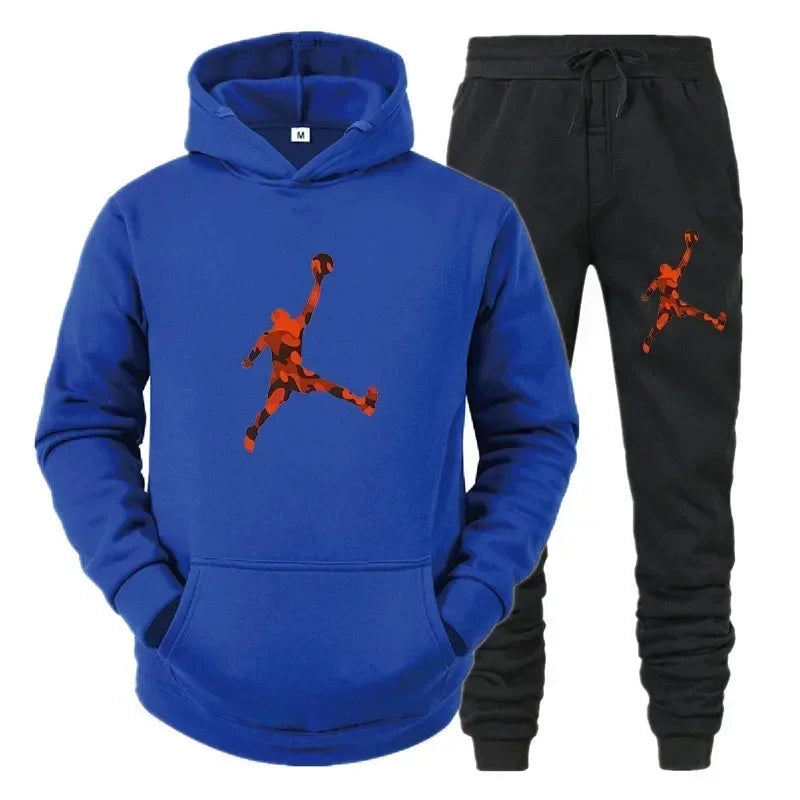 Men's Autumn Pullover Hoodie & Warm Pants Set