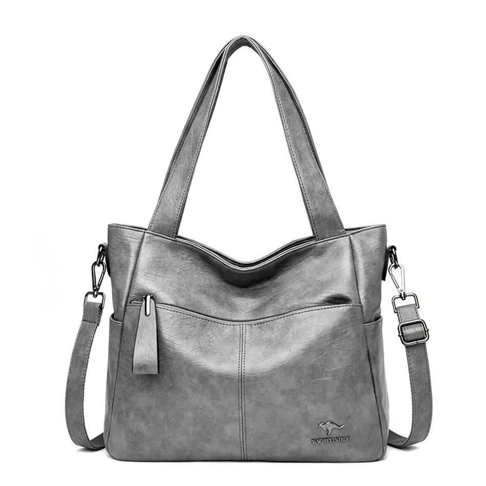 Luxury Leather Top Handle Tote Bag