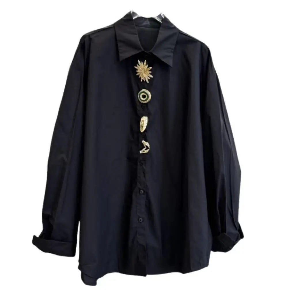 Classic White & Black Long Sve Blouse