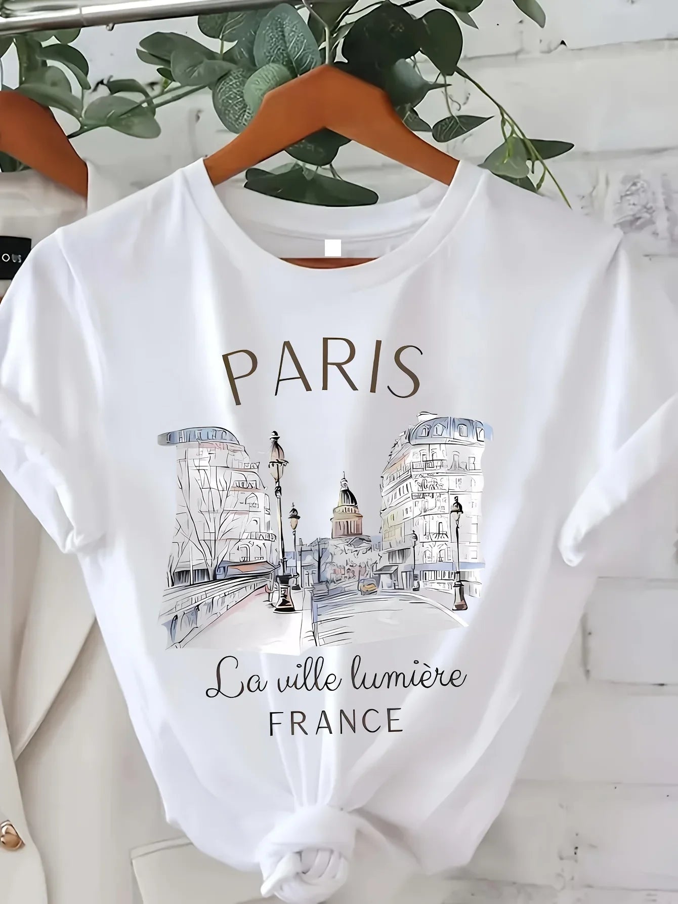 90s T Shirt Paris Women Print T-shirt Girl Short Sve Crew Neck Casual Top for Summer Spring Women's Clothing