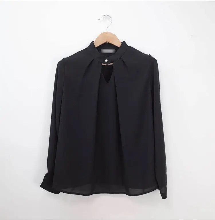 Solid Blouses Women Chiffon Shirts Long Sve flattering Hollow chic All-match Basic Spring Summer Tops Thin Chic Elegant Female Ins