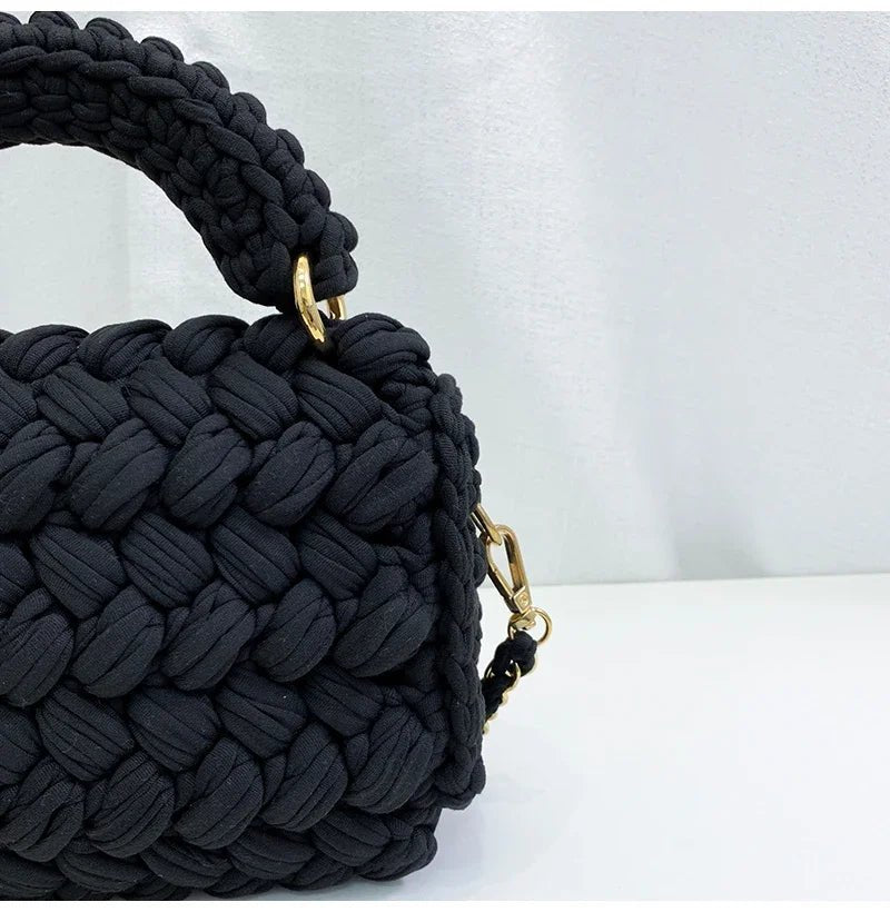 DIY Knitted Rope Woven Chain Shoulder Bag - Nitamoje