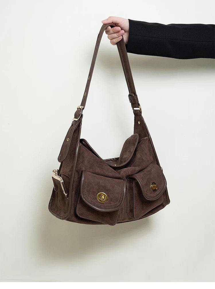 Suede Pillow Shoulder Crossbody Bag
