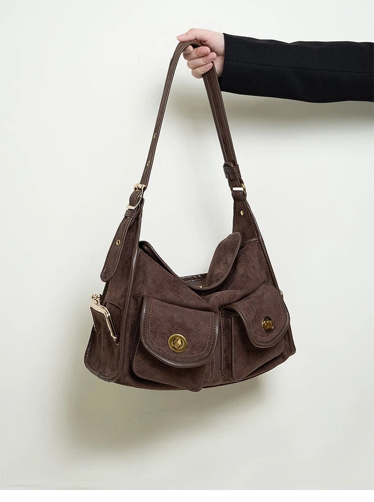 Women's Vintage Suede Pillow Crossbody Shoulder Bag - Nitamoje