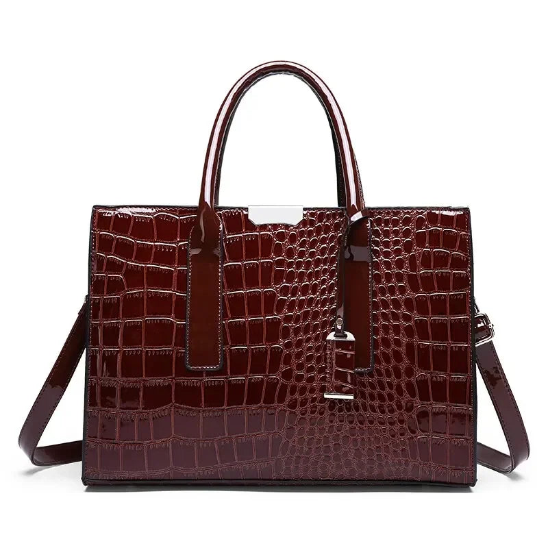 Luxury Vintage Crocodile Pattern Large Tote Bag