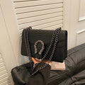 Retro Snake Pattern Chain Crossbody Bag