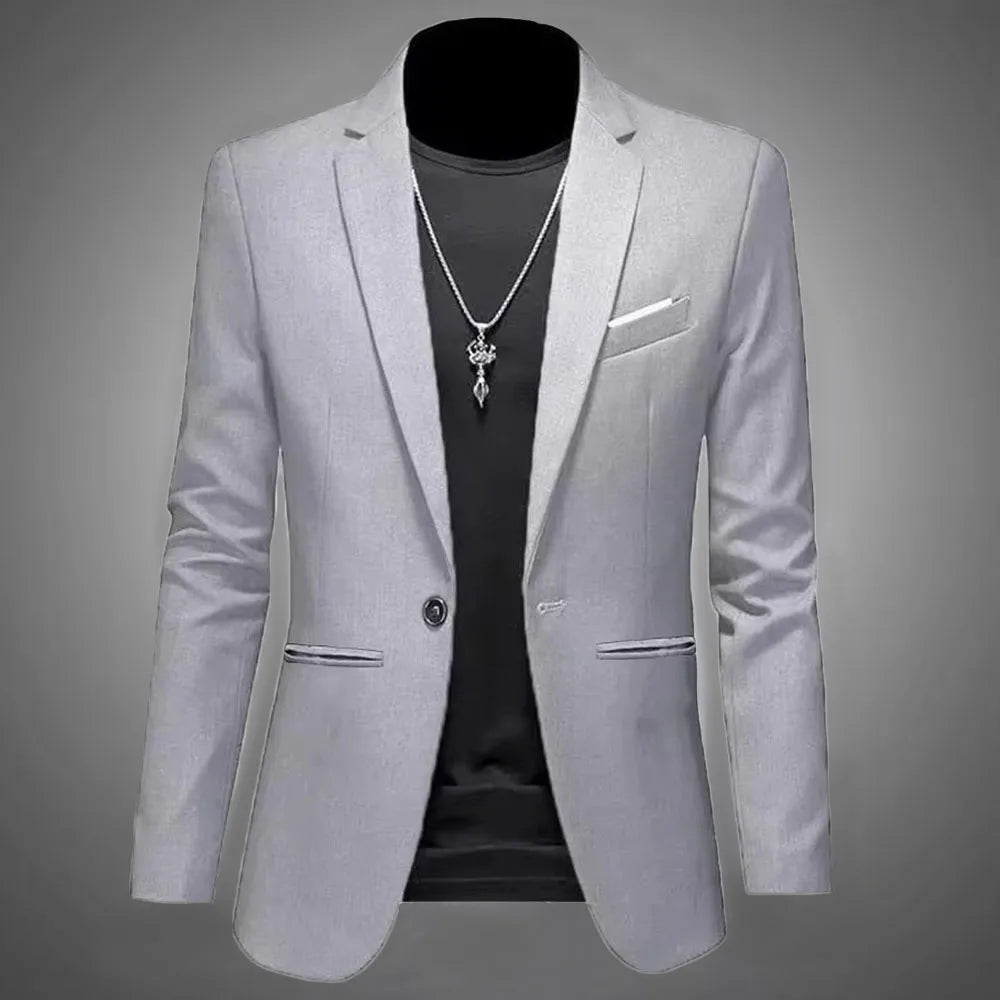 Men's Trendy Leisure Boutique Suit Jacket  Autumn Casual Business flattering Fit Non-ironing Single Button Suit Solid Formal Blouse