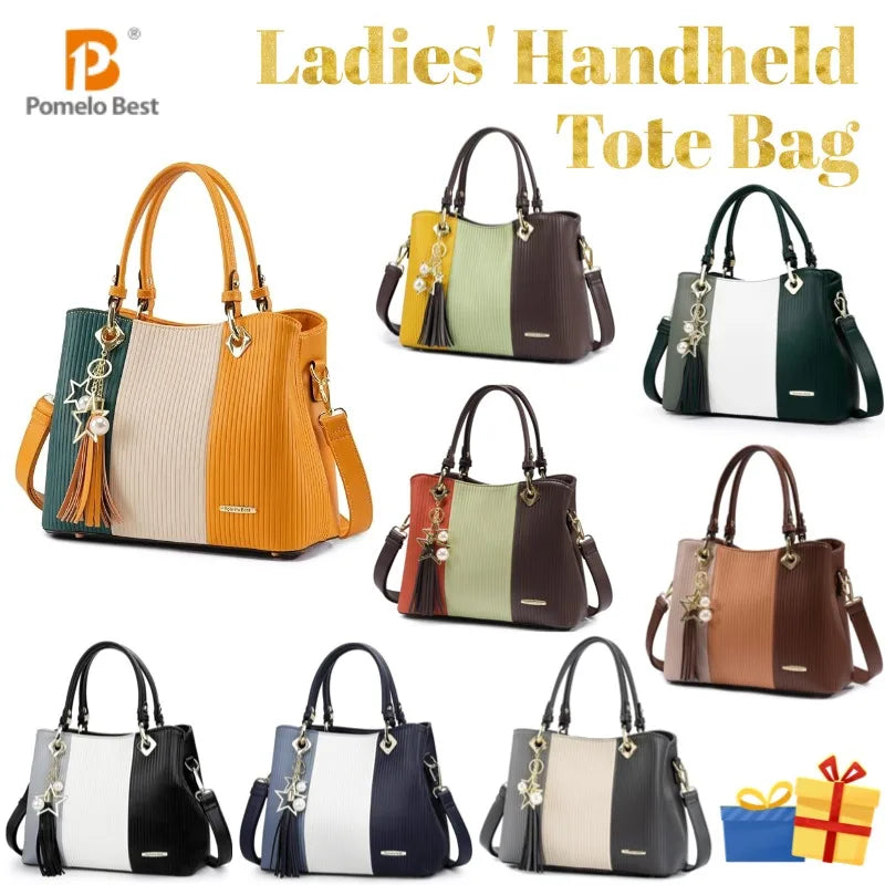 PU Leather Waterproof Multi-Pocket Tote Bag