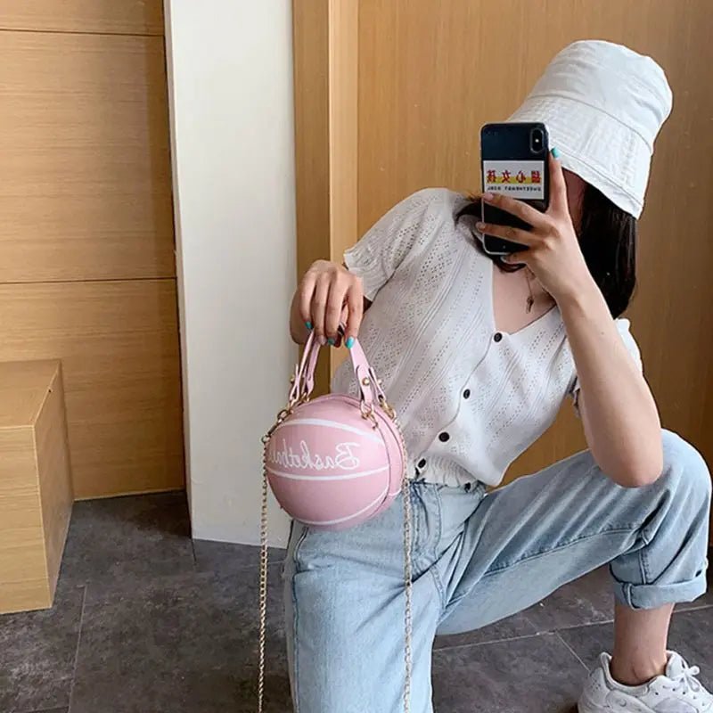 Personality Fun Pink Ins Versatile Chain Football Basketball Shoulder Bag - Nitamoje