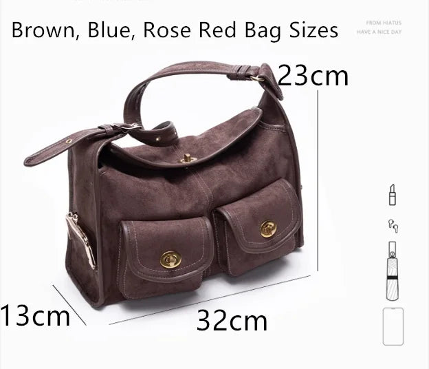Women's Vintage Suede Pillow Crossbody Shoulder Bag