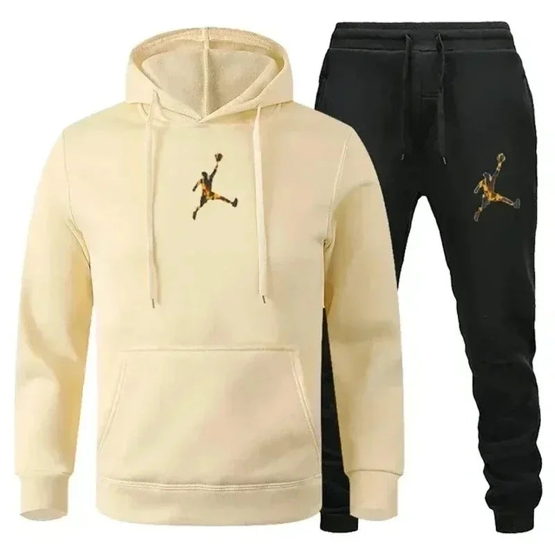 Men's Autumn Pullover Hoodie & Warm Pants Set