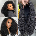 250% Half Wigs Human Hair Afro Kinky Curly Headband Wig Urade 3 IN 1 Half Wig With Drawstring Seamless Clip Ins Flip Over