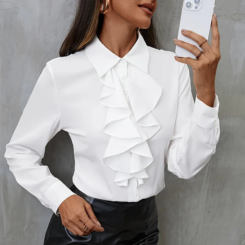 Ruffled Long Sve Work Blouse