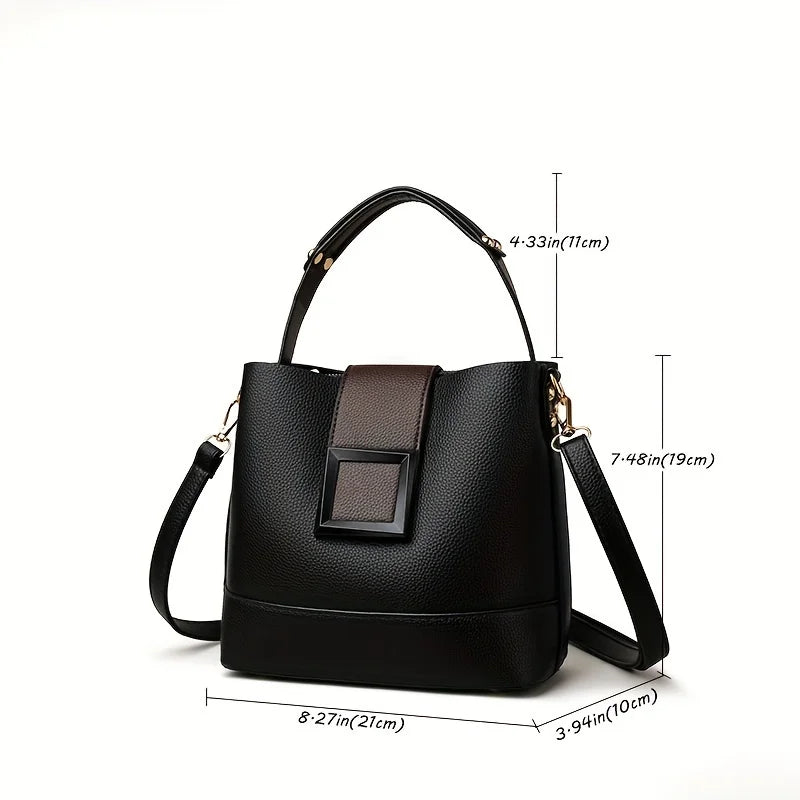 Elegant Solid Color Bucket Bag with Adjustable Shoulder Strap Versatile Crossbody Handbag for Women, Lightweight with Zipper.