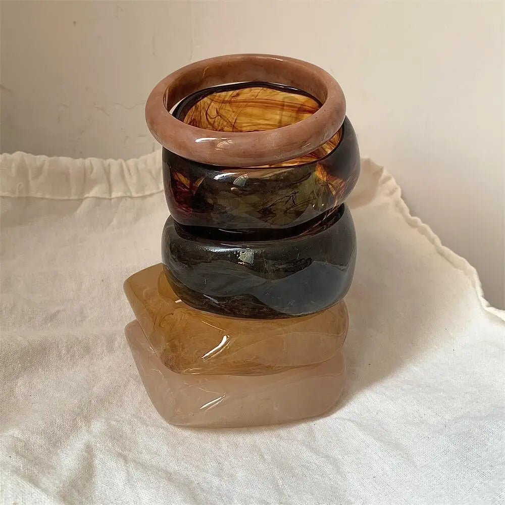 Vintage Chunky Geometric Resin Bangle