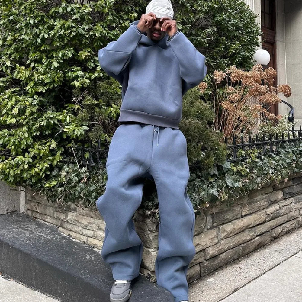 Couples Solid Color Hoodie & Sweatpants Set