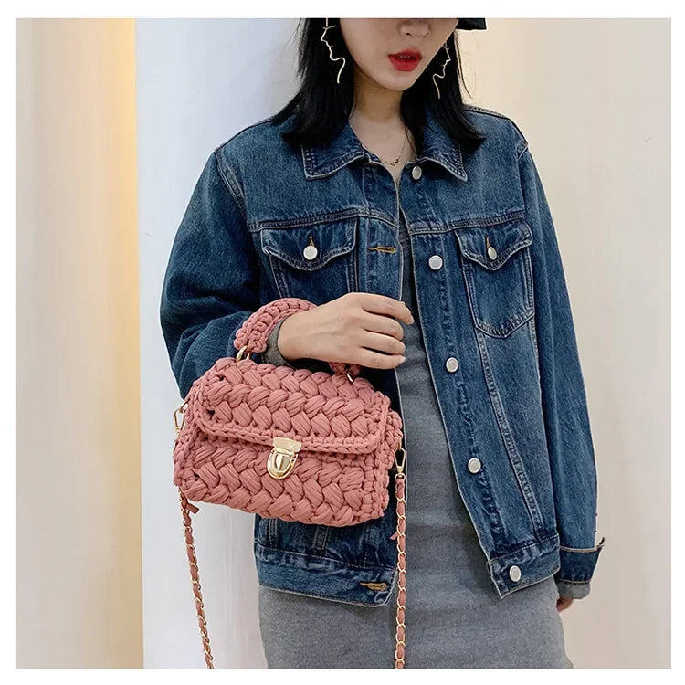 DIY Knitted Rope Woven Chain Shoulder Bag