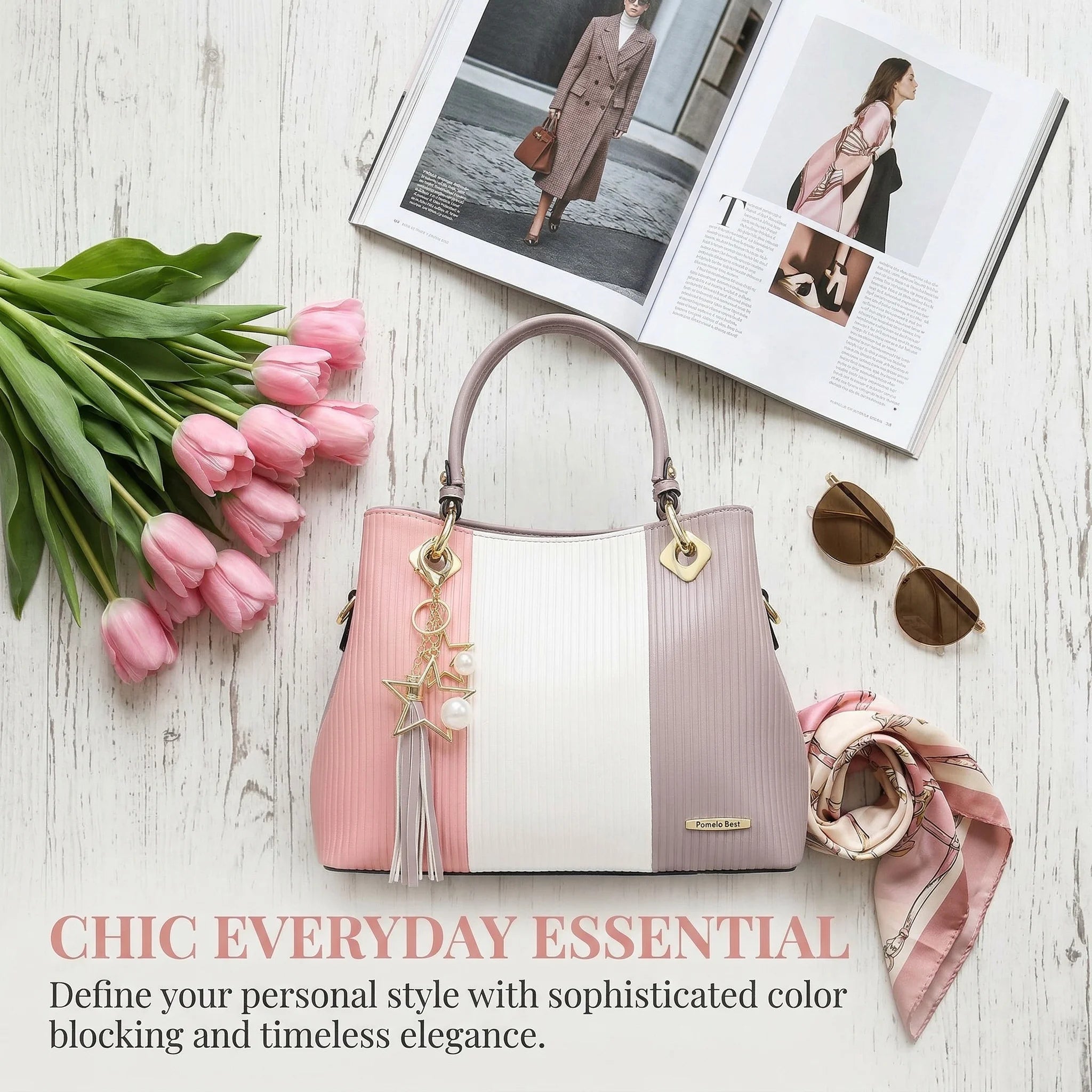 PU Leather Waterproof Multi-Pocket Tote Bag