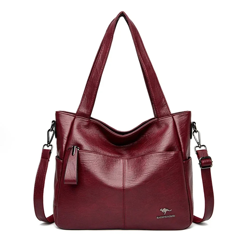 Luxury Leather Top Handle Tote Bag